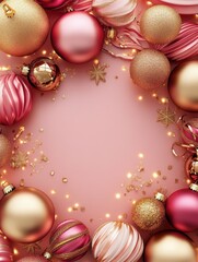 Wall Mural - beautiful modern christmas background in gold and pink colors