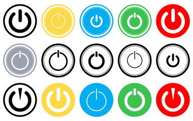 Wall Mural - power button icon on off icon set of power buttons collection outline colorful buttons start shutdow