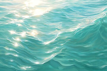 Sticker - Bright reflective waves shimmering in sunlight evoking tranquility and peace