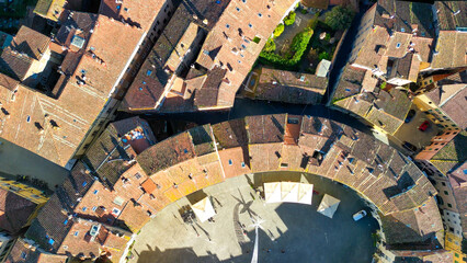 Wall Mural - Aerial view of Piazza Anfiteatro in Lucca, Tuscany - Italy