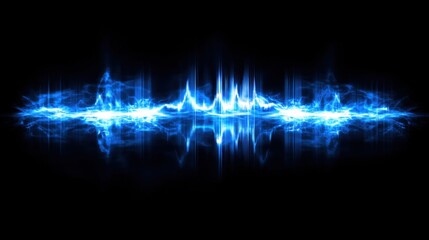 Wall Mural - symmetrical blue wave pattern, resembling an abstract representation of sound waves or energy, set a