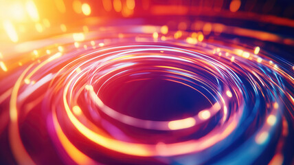 Wall Mural - Magic circle light effect. Bright sphere lens. Rotating lines. Glow ring. Magic neon ball. Led blurred swirl. Spiral glint lines. HUD.