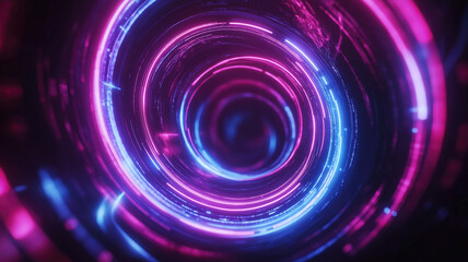 Wall Mural - Magic circle light effect. Bright sphere lens. Rotating lines. Glow ring. Magic neon ball. Led blurred swirl. Spiral glint lines. HUD.