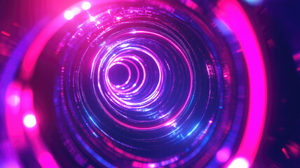 Wall Mural - Magic circle light effect. Bright sphere lens. Rotating lines. Glow ring. Magic neon ball. Led blurred swirl. Spiral glint lines. HUD.