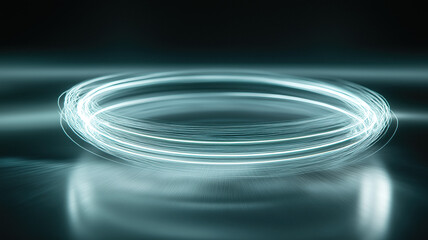 Wall Mural - Magic circle light effect. Bright sphere lens. Rotating lines. Glow ring. Magic neon ball. Led blurred swirl. Spiral glint lines. HUD.