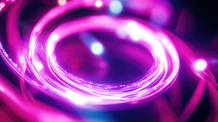 Wall Mural - Magic circle light effect. Bright sphere lens. Rotating lines. Glow ring. Magic neon ball. Led blurred swirl. Spiral glint lines. HUD.