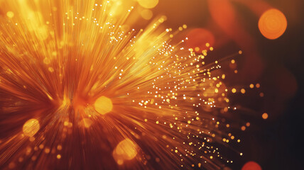 Abstract close up fiber optics light for background. Holiday concept. Optic communication and technology background. Optical lighting with bokeh.