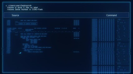 Wall Mural - glitch text animation code snippets with glitch noise effects data, connection, internet, cyberspace