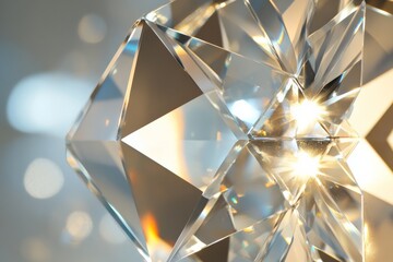 Aufkleber - An artistic view of a multifaceted crystal reflecting brilliant rays of light, creating a mesmerizing display of colors that symbolize beauty and complexity.