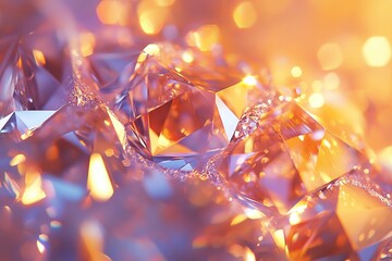 Aufkleber - An enchanting composition of glistening diamonds bathed in warm light, creating a magical atmosphere that highlights their facets and invokes feelings of luxury.