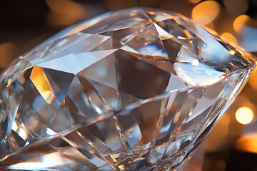 Aufkleber - This striking close-up image captures the glorious facets of a diamond, showing off its intricate cuts and the way it refracts light to create stunning visual effects.