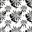 © Michel - Abstract Dandelion Pattern: Black and white seamless pattern featuring stylized dandelion seed heads. Perfect for textile design, wallpaper.