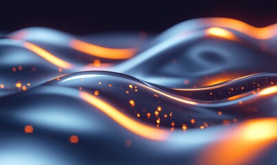 Canvas Print - A shiny silver surface with orange sparks