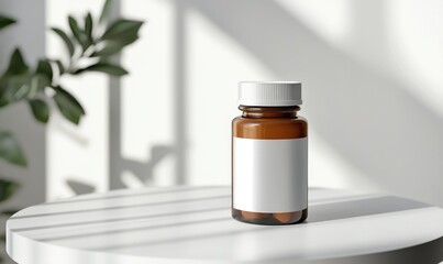 A bottle of pills is sitting on a table