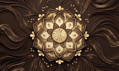 Wall Mural - A gold and brown flower with a gold center