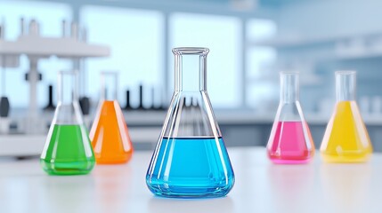 A Red Liquid in a Flask in a Science Lab.