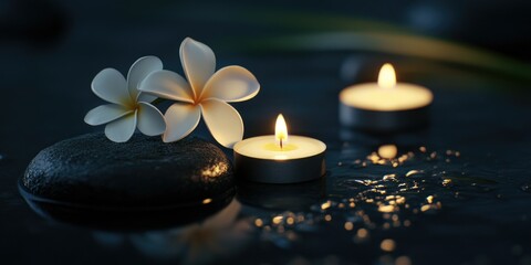 Wall Mural - Meditative Candlelight with Frangipani