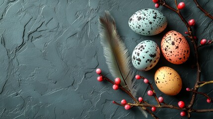 Wall Mural - A bunch of colorful eggs sitting on top of a branch