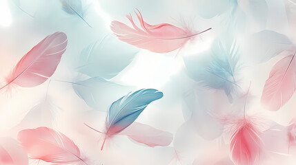 Wall Mural - seamless pastel feathers