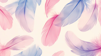 Wall Mural - seamless pastel feathers