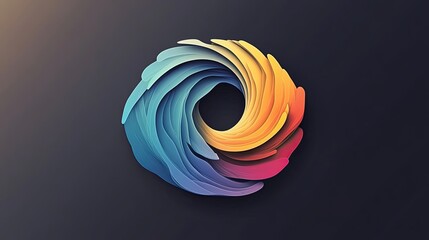 Abstract colorful swirl, circular design element.