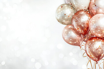 Wall Mural - long line of colorful balloons with gold and orange ones in the middle. the balloons are scattered a