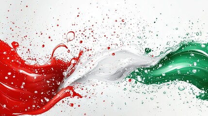 Wall Mural -   Italian flag with water splashing from red and green waves