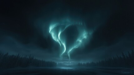 Wall Mural - A beautiful aurora is lit up in the sky