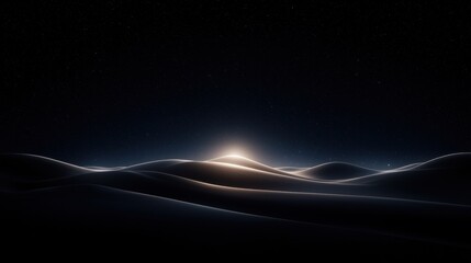 Wall Mural - A black and white image of a desert with a bright sun in the middle