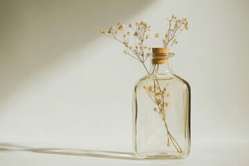 Aufkleber - An artistic glass bottle holds a charming arrangement of dried flowers, reflecting nature’s beauty while adding a touch of elegance to any space with its graceful design.