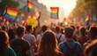 © Synthetic Aesthetics - Powerful Night March Shows Countless Rainbow Flags Raised High During LGBTQ+ Rights Rally- Pride Month theme