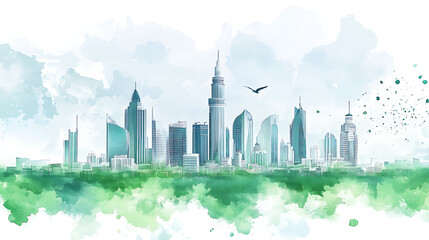 Poster - Saudi arabia national day poster illustration in watercolor style