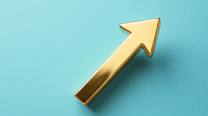 Aufkleber - Solid gold upward arrow on a blue background symbolizing growth and success