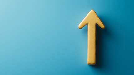 Aufkleber - Solid gold upward arrow on a blue background symbolizing growth and success