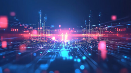 Aufkleber - Neural circuit and electronic cyber brain in a quantum computing system, concept of artificial intelligence technology, biotechnology