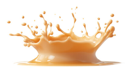 Poster - One single cream milk splash isolated on white background