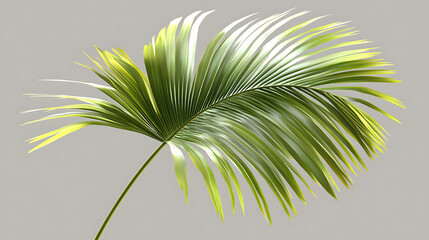 Poster - Palm tree leaves, blurry palm leaves against grey background light emerald green