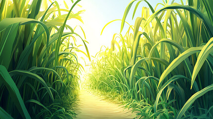 Aufkleber - Sugarcane plantation in asia, sugarcane farm, natural landscape background