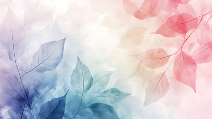 Poster - abstract floral background features delicate leaf patterns and soft pastel colors, creating a sense of tranquility and elegance