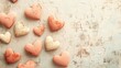 © Pure Imagination - Painted Wooden Hearts Arranged On Rustic White Background