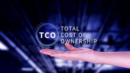 Aufkleber - TCO concept. Total Cost of Ownership, purchase price of an asset plus the costs of operation, business concept background