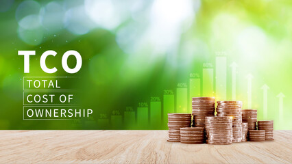 Fototapete - TCO concept. Total Cost of Ownership, purchase price of an asset plus the costs of operation, business concept background