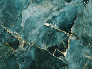 Aufkleber - Teal and gold marble texture with cracks and veins.