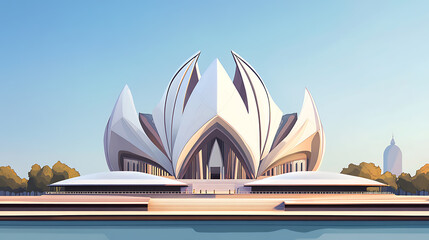 Poster - Realistic illustration of the lotus temple in new delhi