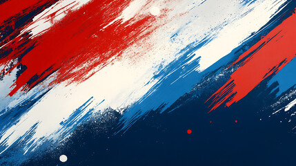 Leinwandbilder - Red, white and blue brush strokes on navy background