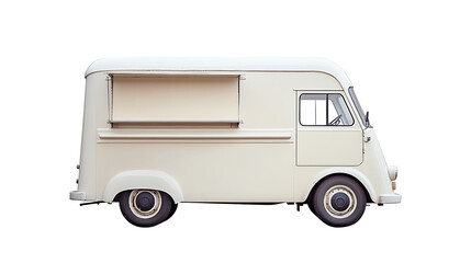 Poster - Isolated white food truck side view against a white backdrop