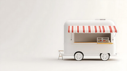 Poster - Isolated white food truck side view against a white backdrop