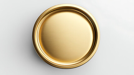 Aufkleber - Isolated top view of a realistic golden jar lid mockup on a white background, 3d model of a metal bottle top, round container cover made of aluminum or tin, coin or medal mock up