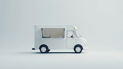 Poster - Isolated white food truck side view against a white backdrop