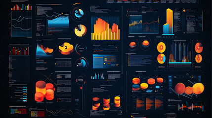 Leinwandbilder - Isometric infographics charts and diagrams, data analysis concept, template for business presentation, report or web site design
